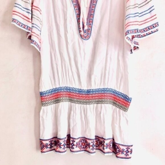 Forever 21 Top M Peasant Batwing Embroidered Drop Waist Bohemian Vacation Trip - Picture 4 of 5